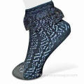 Women's Pointelle Pattern Rumi Socks with Lace on Welt, Made of Cotton, Nylon and Spandex